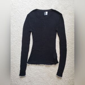 H&M Black Top with White Trimming